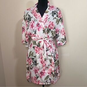 Show Me Your Mumu Brie Kimono Robe High Low White Garden of Blooms Floral Print
